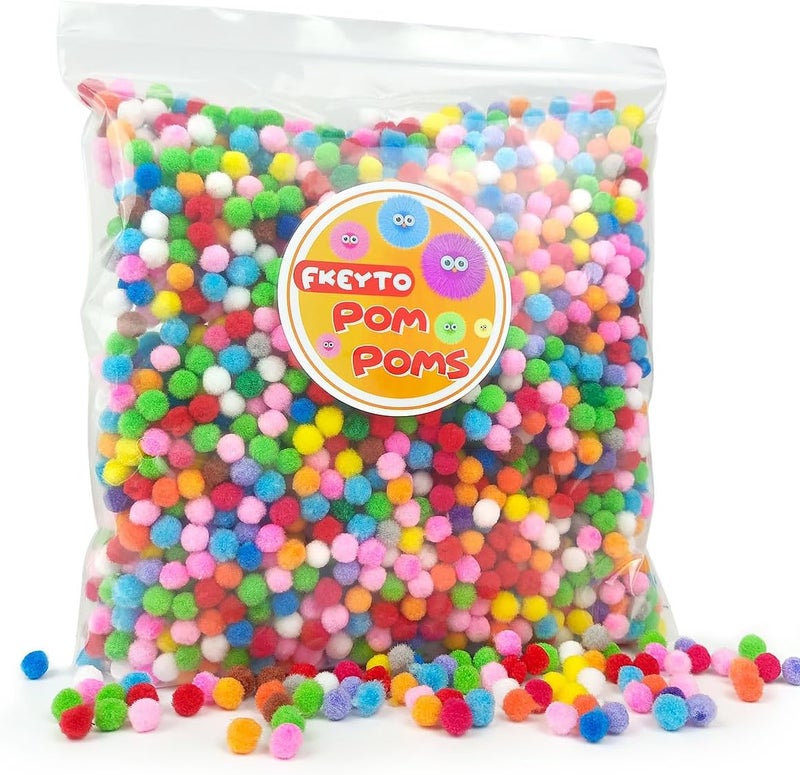 FKEYTO 2000pcs Mini Pom Poms for Crafts,6 mm Pom Poms in Bright & Bold Assorted Colors, 0.23 Inch Pompoms for Arts - Image 1